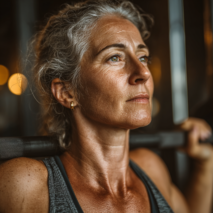 Aktív idősek csoportos edzés közben